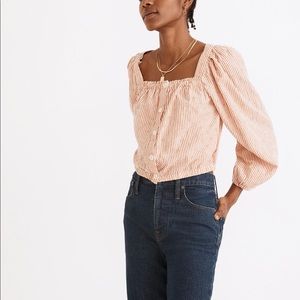 Madewell puff sleeve crop long sleeve top
